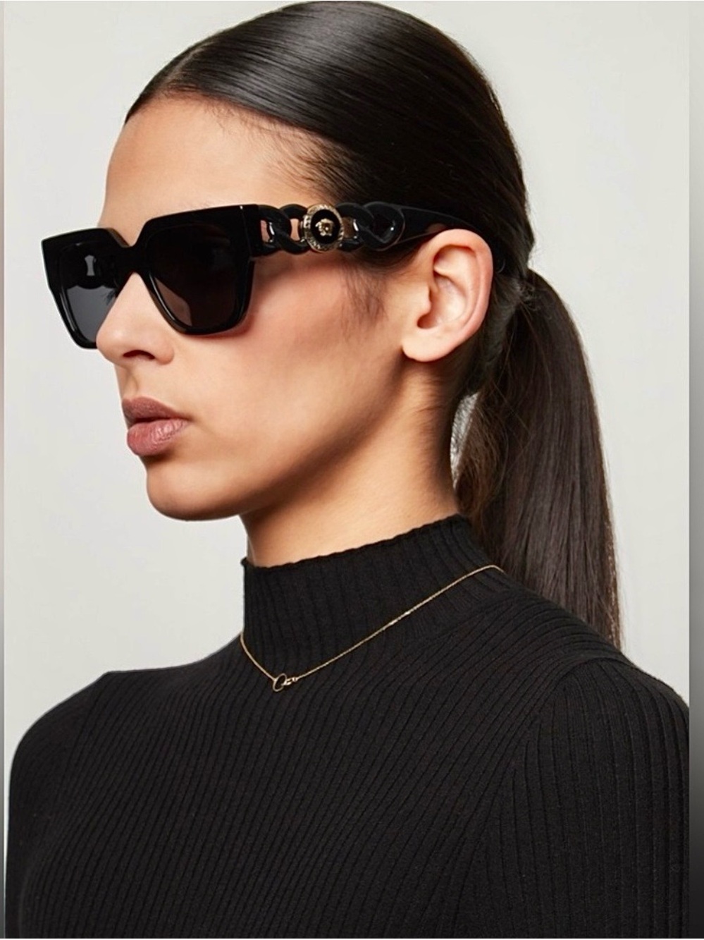 NWT Versace Black Square Frame Medusa Motif Sunglasses New in Box Authentic - Picture 6 of 15